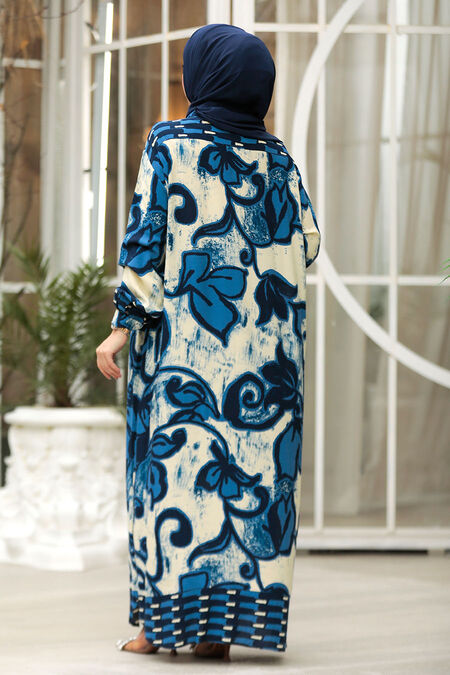 Modest İndigo Blue Maxi Dress 23171IM